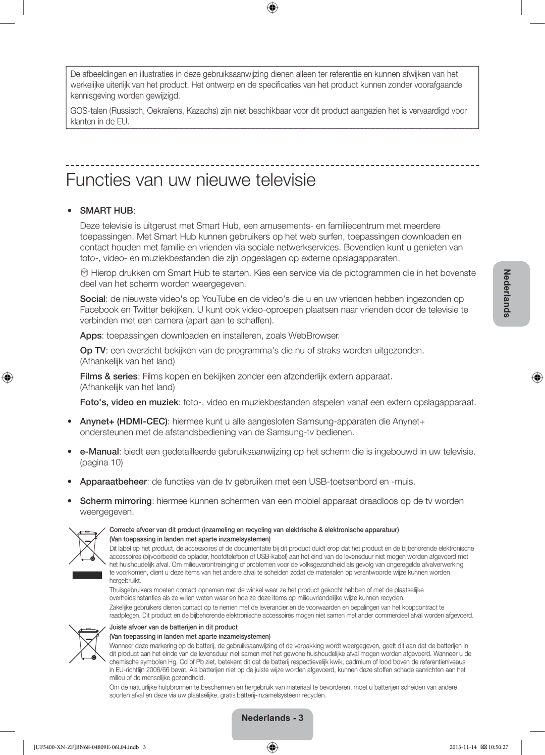 Samsung UE22F5400AWXZF, UE22F5410AWXZF manual Functies van uw nieuwe televisie 