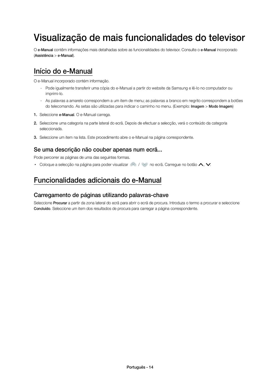 Samsung UE22H5610AWXXC, UE22H5600AWXXC manual Visualização de mais funcionalidades do televisor, Início do e-Manual 