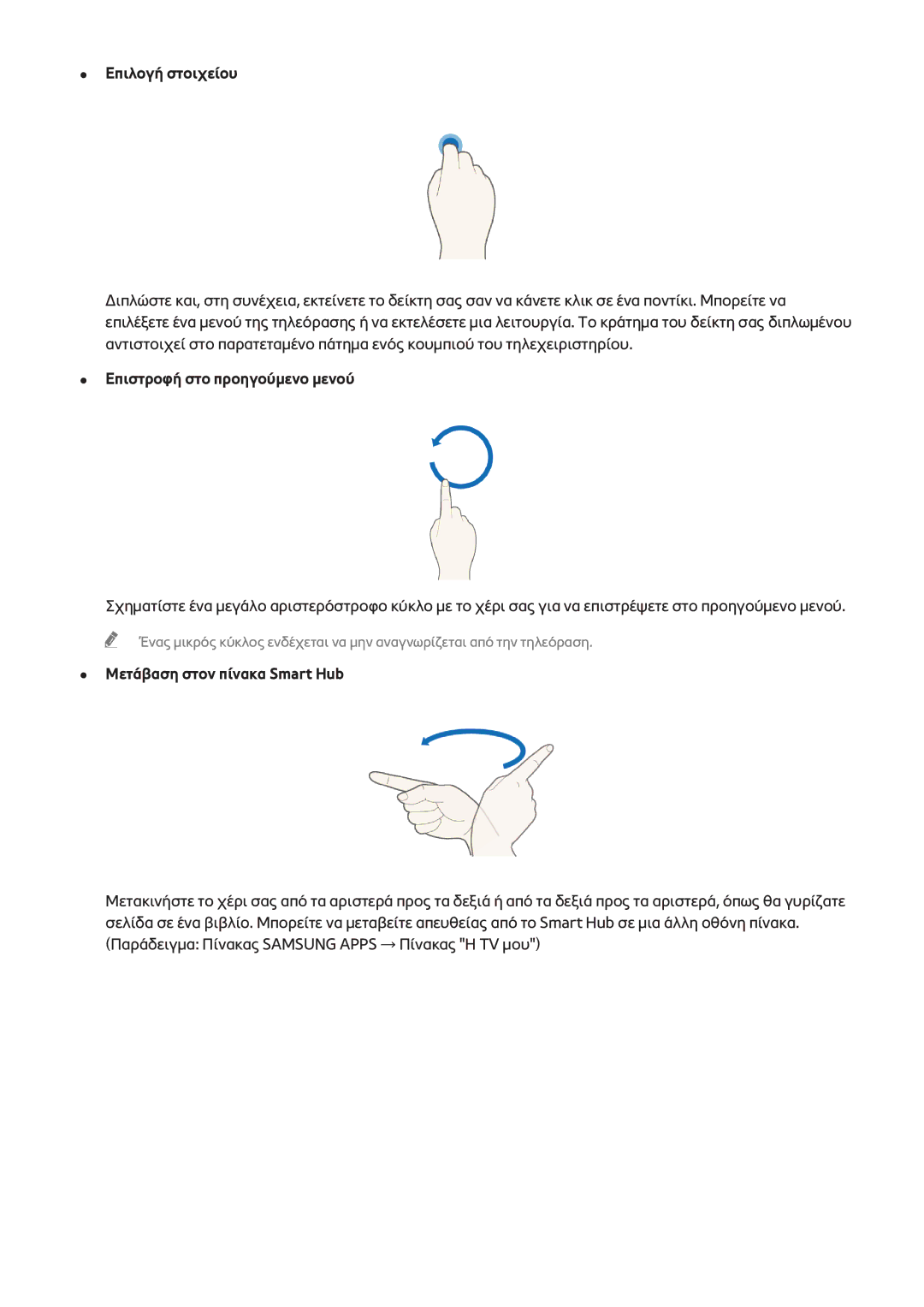 Samsung UE32H6400AWXXH, UE22H5610AWXXH, UE32H6200AWXXH manual Επιστροφή στο προηγούμενο μενού, Μετάβαση στον πίνακα Smart Hub 