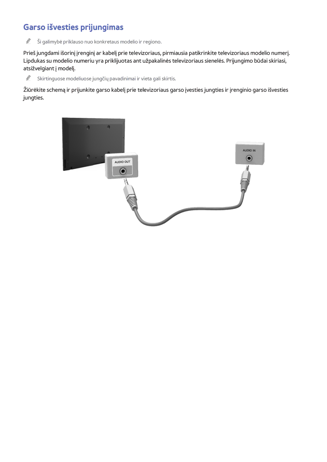 Samsung UE48H6500SLXXH, UE22H5610AWXXH, UE32H6470SSXZG, UE55H6410SSXXH, UE55H6700SLXXH manual Garso išvesties prijungimas 