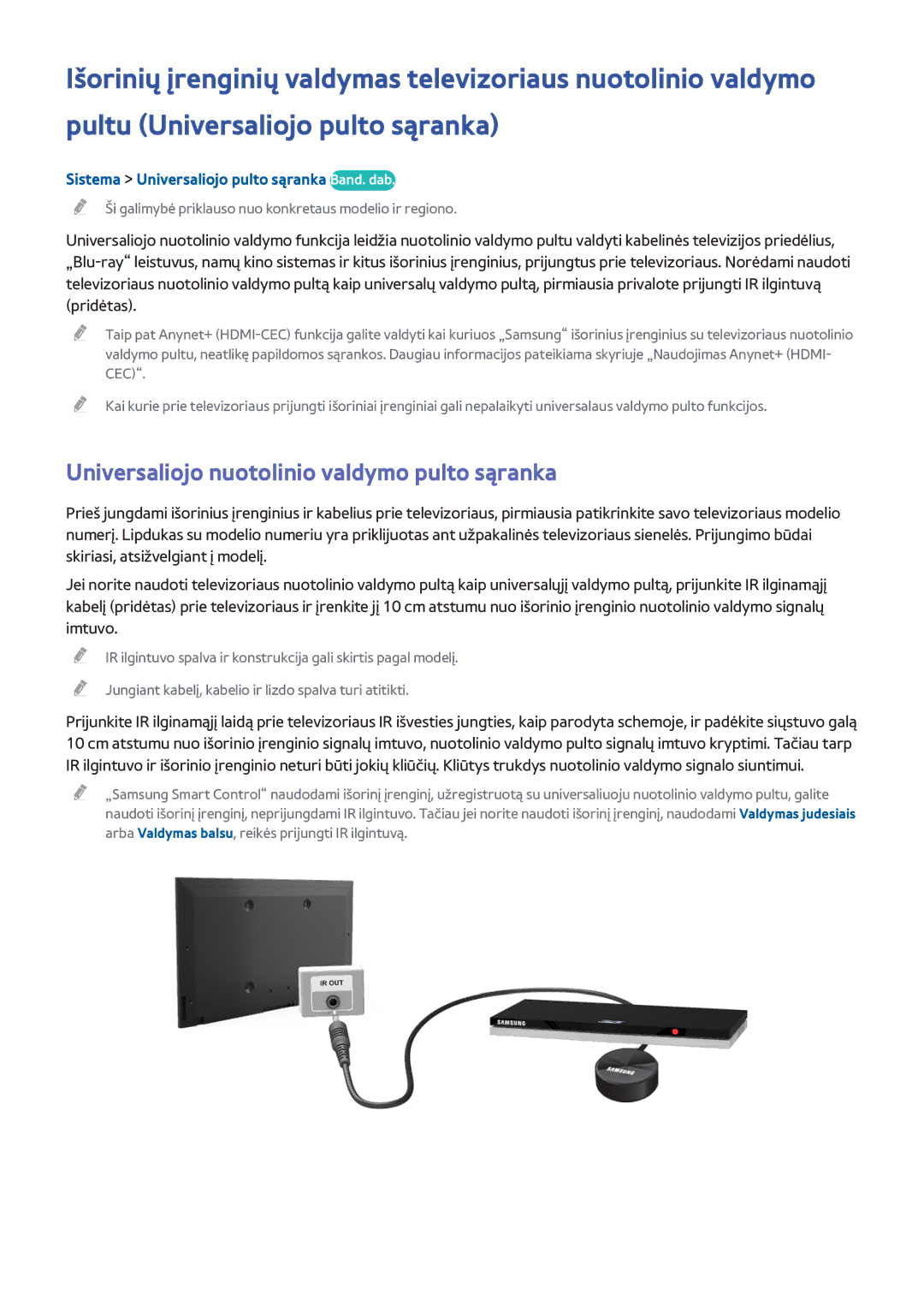 Samsung UE40H6670SLXXH manual Universaliojo nuotolinio valdymo pulto sąranka, Sistema Universaliojo pulto sąranka Band. dab 