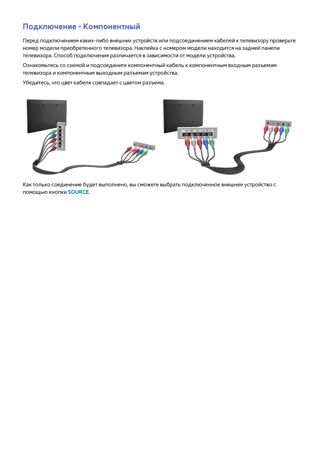 Samsung UE40H6400AWXXH, UE22H5610AWXXH, UE32H6470SSXZG, UE55H6410SSXXH, UE55H6700SLXXH manual Подключение Компонентный 