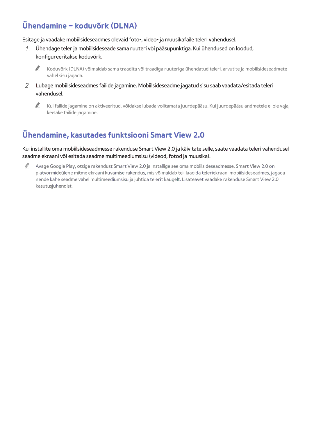 Samsung UE32H6410SUXXH, UE22H5610AWXXH manual Ühendamine koduvõrk Dlna, Ühendamine, kasutades funktsiooni Smart View 