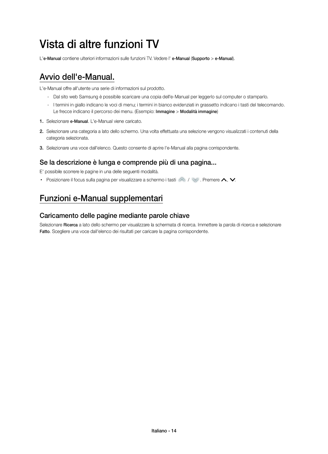 Samsung UE22H5610AYXZT manual Vista di altre funzioni TV, Avvio delle-Manual, Funzioni e-Manual supplementari 