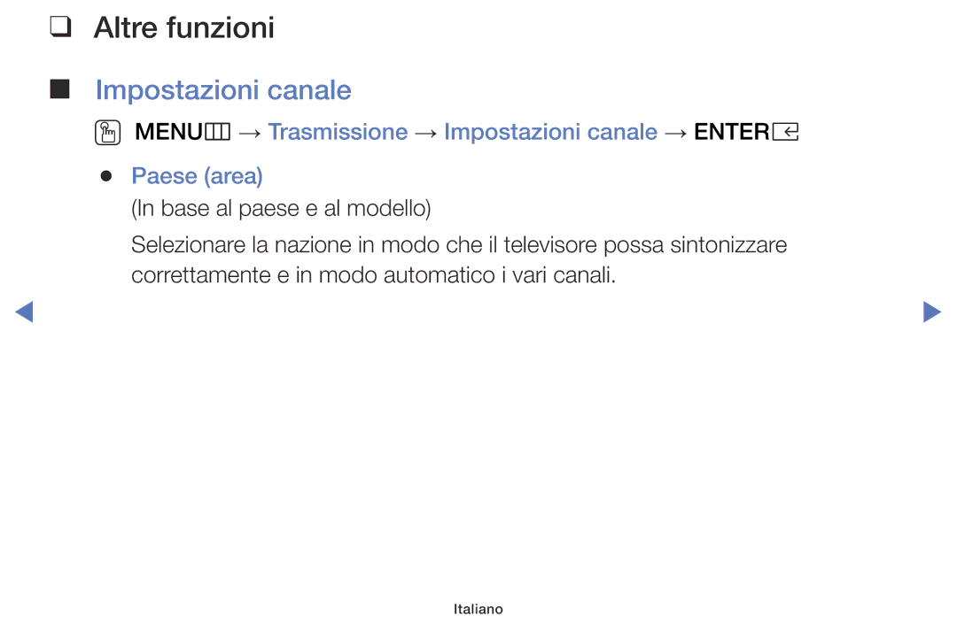 Samsung UE49K5100AWXXH, UE22K5000AKXZG, UE32K4100AWXXH, UE32K5100AWXXH, UE40K5100AWXXH Altre funzioni, Impostazioni canale 