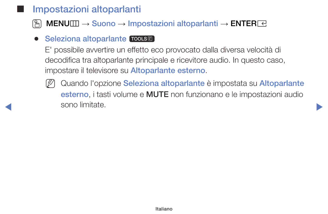 Samsung UE40K5100AKXZT, UE22K5000AKXZG, UE32K4100AWXXH, UE32K5100AWXXH, UE49K5100AWXXH manual Impostazioni altoparlanti 