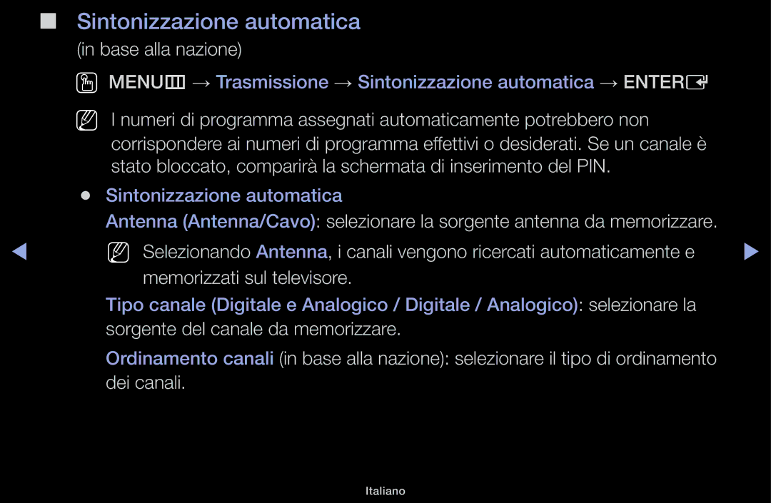 Samsung UE22K5000AWXXH, UE32J4000AKXZT, UE40J5100AKXZT manual Sintonizzazione automatica, Base alla nazione 