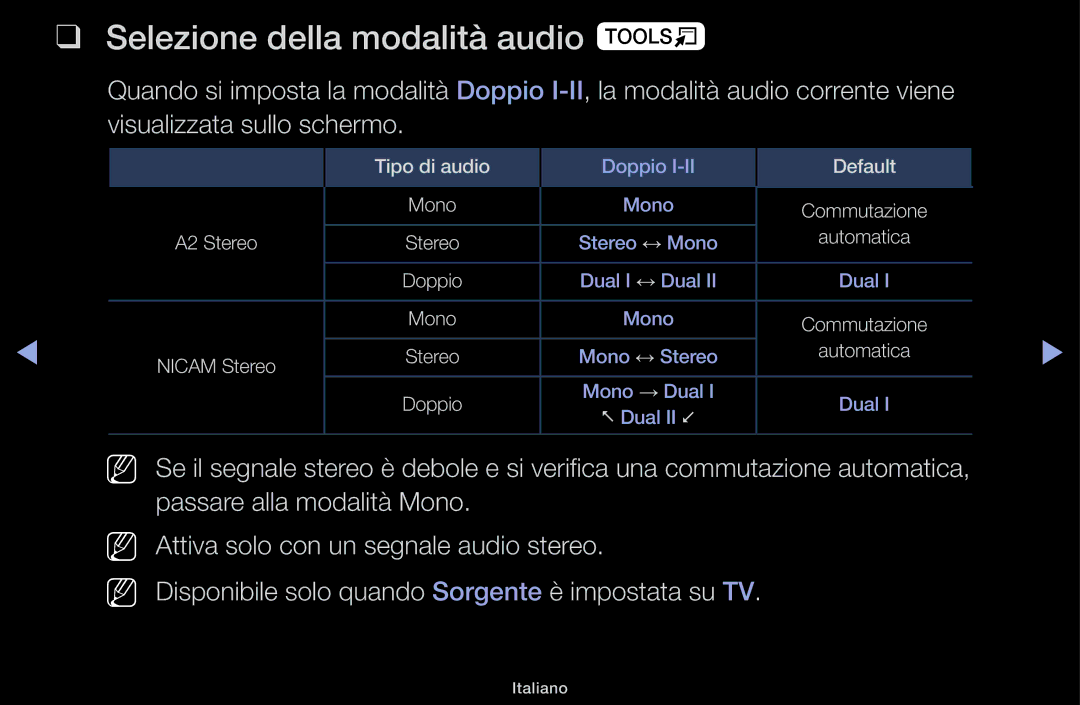 Samsung UE32J4000AKXZT, UE22K5000AWXXH, UE40J5100AKXZT manual Selezione della modalità audio t, Nn Nn 