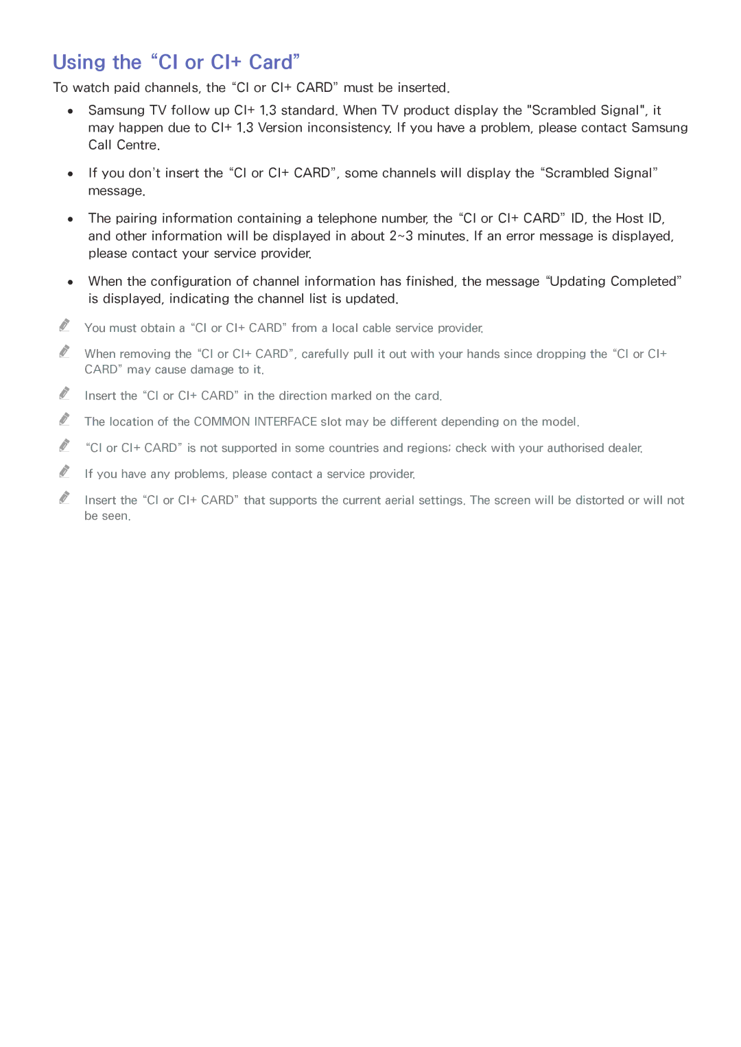 Samsung UE40LS001ASXXN, UE24LS001AUXZG, UE40LS001AUXZG, UE32LS001FUXZG, UE40LS001CUXZG manual Using the CI or CI+ Card 