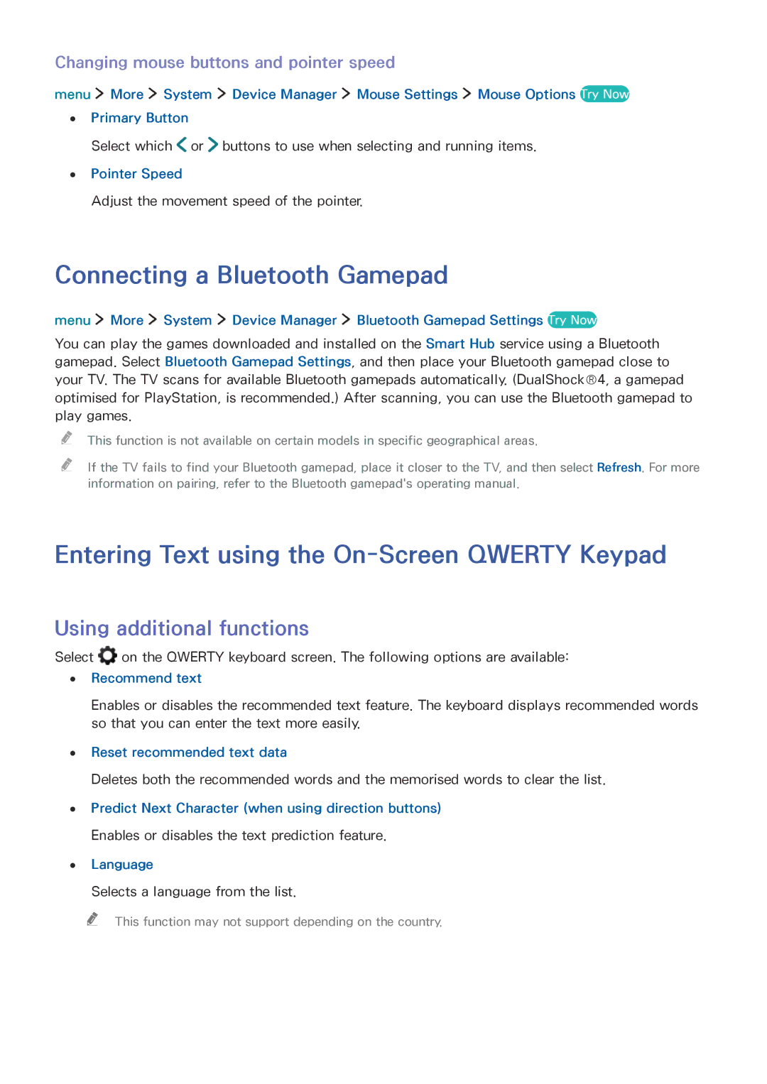 Samsung UE32LS001DUXXE, UE24LS001AUXZG Connecting a Bluetooth Gamepad, Entering Text using the On-Screen Qwerty Keypad 