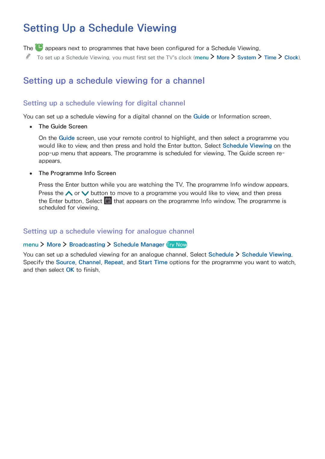 Samsung UE24LS001AUXZG, UE40LS001AUXZG manual Setting Up a Schedule Viewing, Setting up a schedule viewing for a channel 