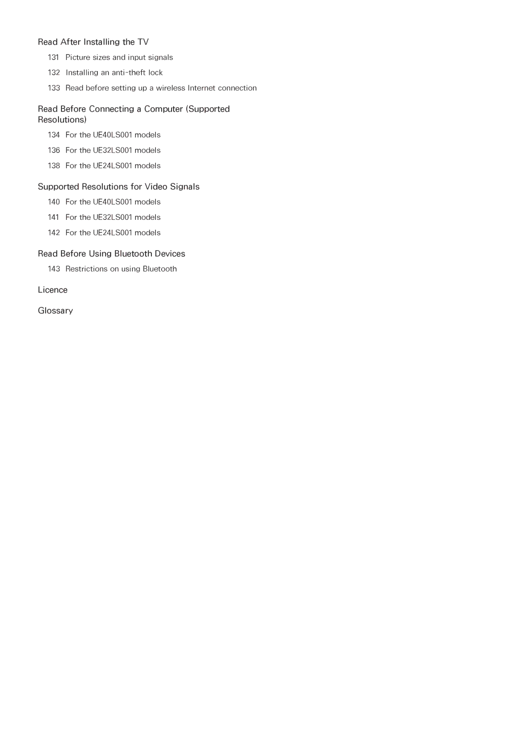 Samsung UE32LS001CUXZG, UE24LS001AUXZG, UE40LS001AUXZG manual Read Before Connecting a Computer Supported Resolutions 