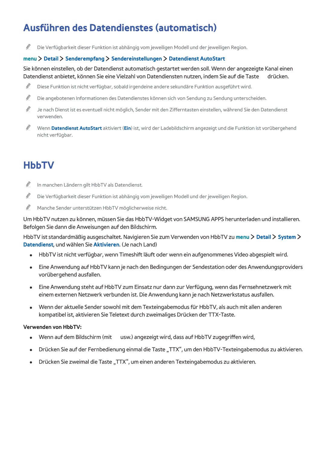 Samsung UE24LS001AUXZG, UE40LS001AUXZG, UE32LS001FUXZG, UE40LS001CUXZG manual Ausführen des Datendienstes automatisch, HbbTV 