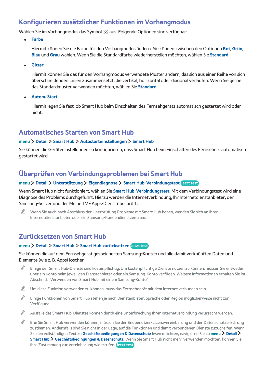 Samsung UE32LS001DUXZG manual Konfigurieren zusätzlicher Funktionen im Vorhangmodus, Automatisches Starten von Smart Hub 