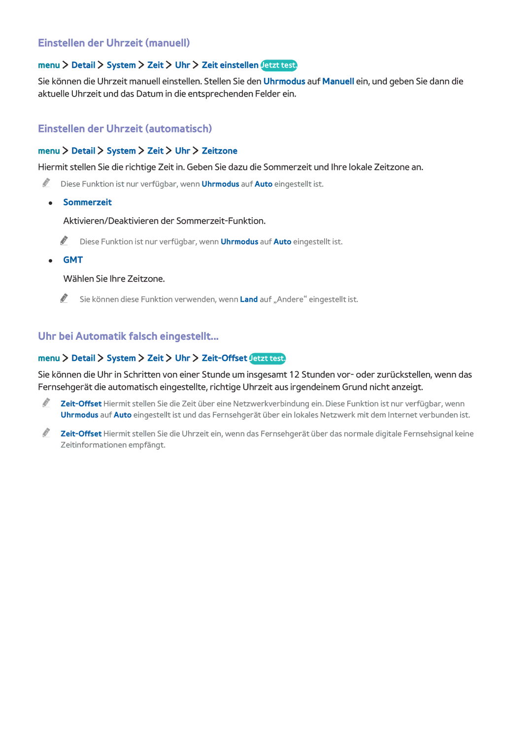Samsung UE32LS001FUXZG, UE24LS001AUXZG, UE40LS001AUXZG Einstellen der Uhrzeit manuell, Einstellen der Uhrzeit automatisch 