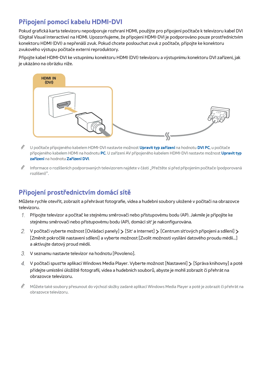 Samsung UE40LS001CUXZT, UE24LS001AUXZG manual Připojení pomocí kabelu HDMI-DVI, Připojení prostřednictvím domácí sítě 