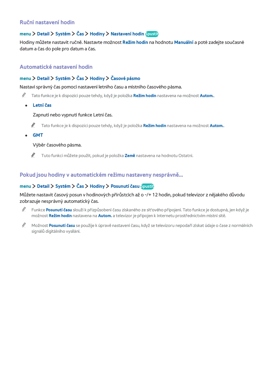 Samsung UE24LS001BUXXC, UE24LS001AUXZG, UE40LS001AUXZG, UE32LS001FUXZG Ruční nastavení hodin, Automatické nastavení hodin 
