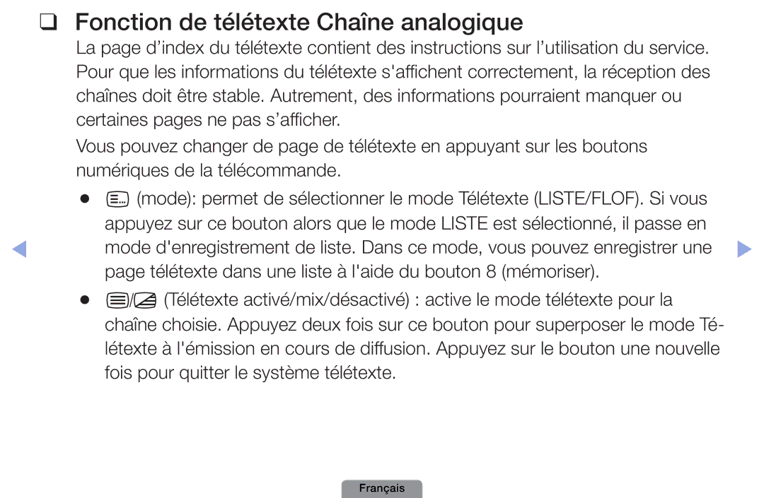 Samsung UE40D5003BWXZF, UE26D4003BWXXC, UE19D4003BWXZF, UE26D4003BWXZF manual Fonction de télétexte Chaîne analogique 