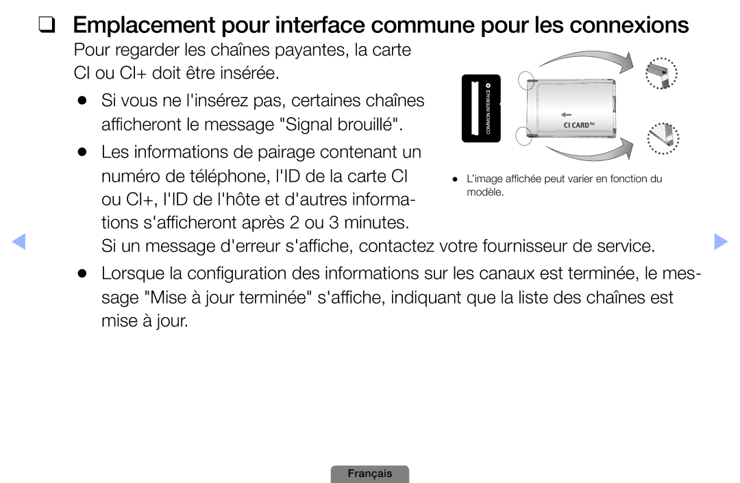 Samsung UE40D5003BWXZF, UE26D4003BWXXC, UE19D4003BWXZF manual Emplacement pour interface commune pour les connexions 