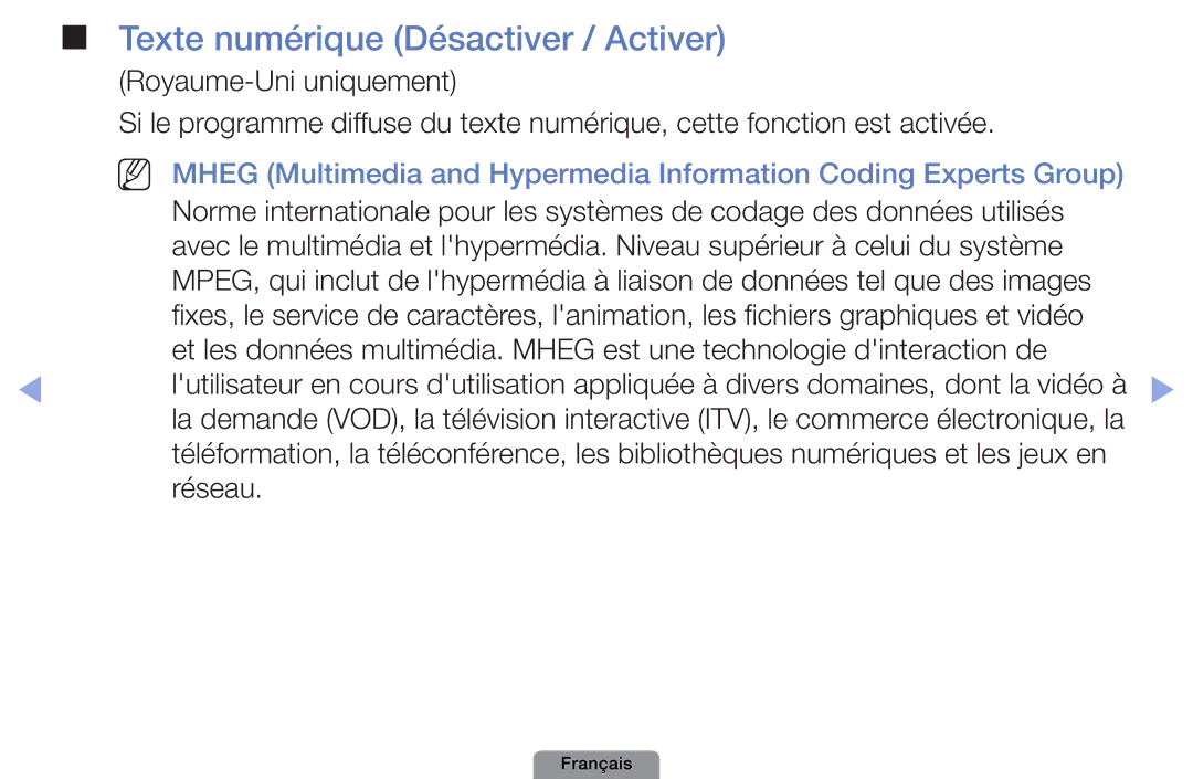 Samsung UE40D5003BWXZF, UE26D4003BWXXC, UE19D4003BWXZF, UE26D4003BWXZF, UE22D5003BWXZF Texte numérique Désactiver / Activer 