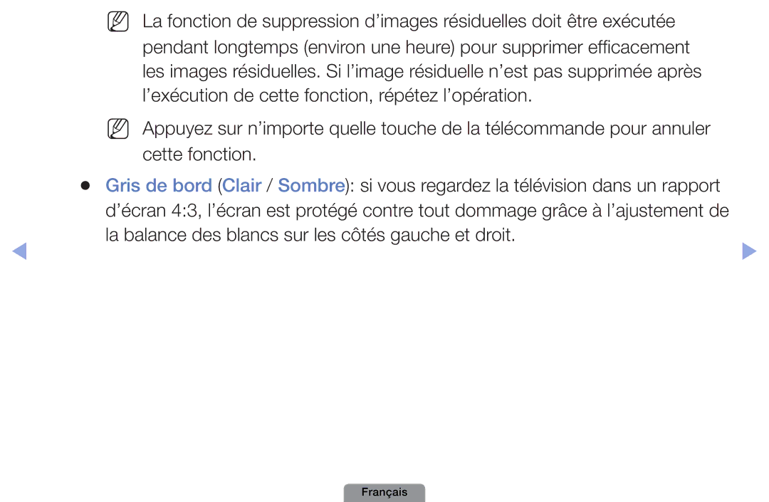 Samsung UE26D4003BWXZF, UE26D4003BWXXC, UE19D4003BWXZF, UE22D5003BWXZF La balance des blancs sur les côtés gauche et droit 