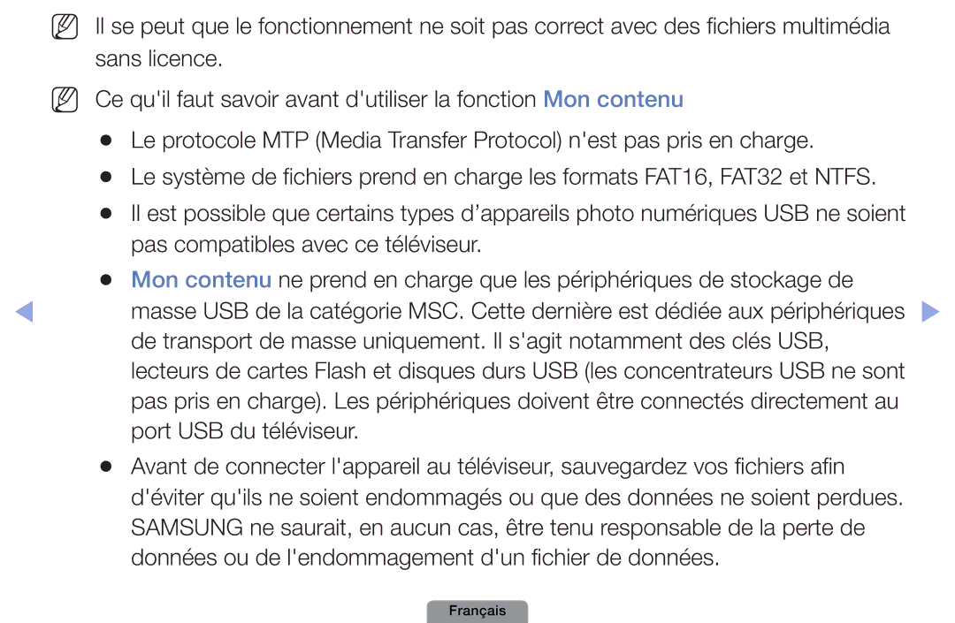 Samsung UE40D5003BWXZF, UE26D4003BWXXC, UE19D4003BWXZF, UE26D4003BWXZF, UE22D5003BWXZF Pas compatibles avec ce téléviseur 