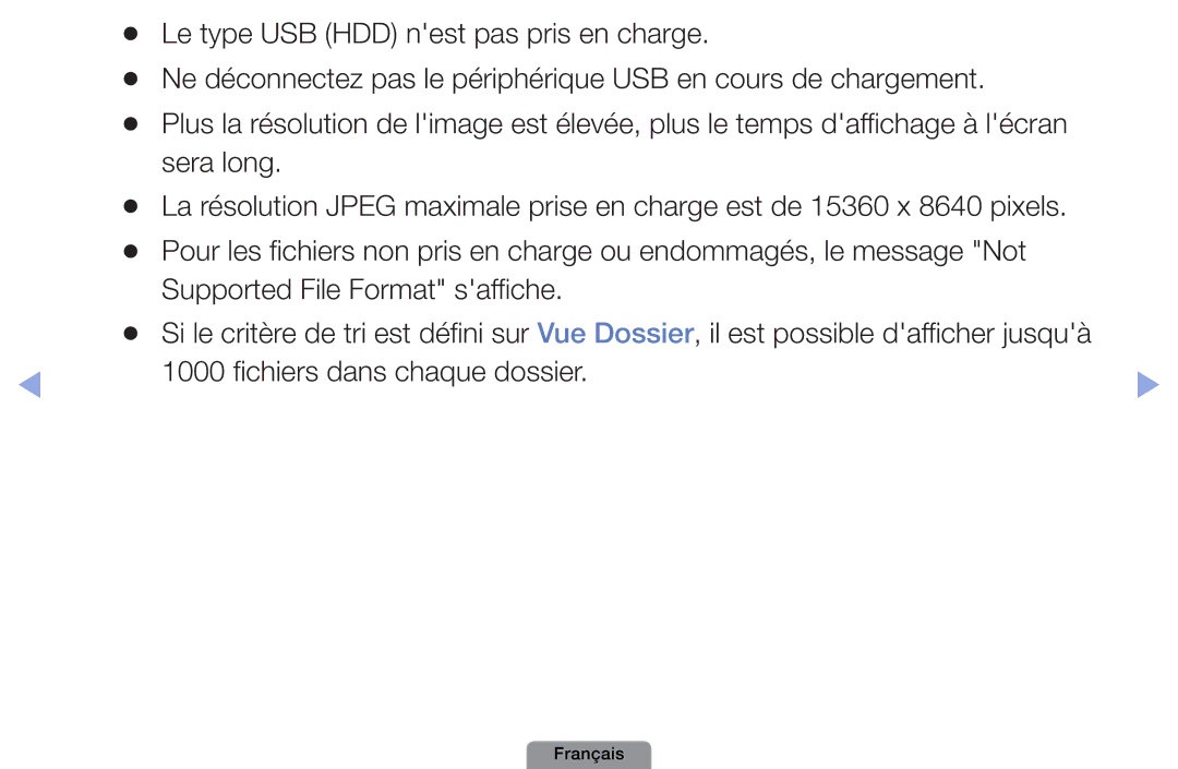 Samsung UE32D4003BWXZF, UE26D4003BWXXC, UE19D4003BWXZF, UE26D4003BWXZF, UE22D5003BWXZF manual Fichiers dans chaque dossier 