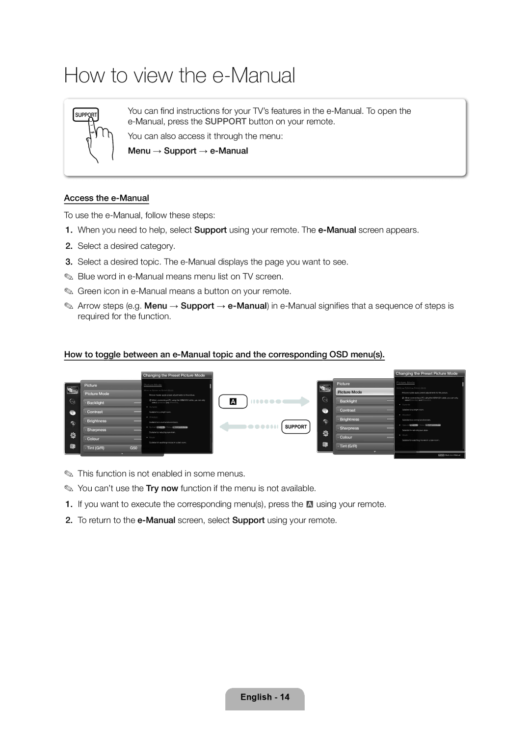 Samsung UE26EH4510WXXH, UE26EH4500WXZG, UE26EH4510WXZF, UE26EH4500WXZF, UE26EH4500WXXH manual How to view the e-Manual 