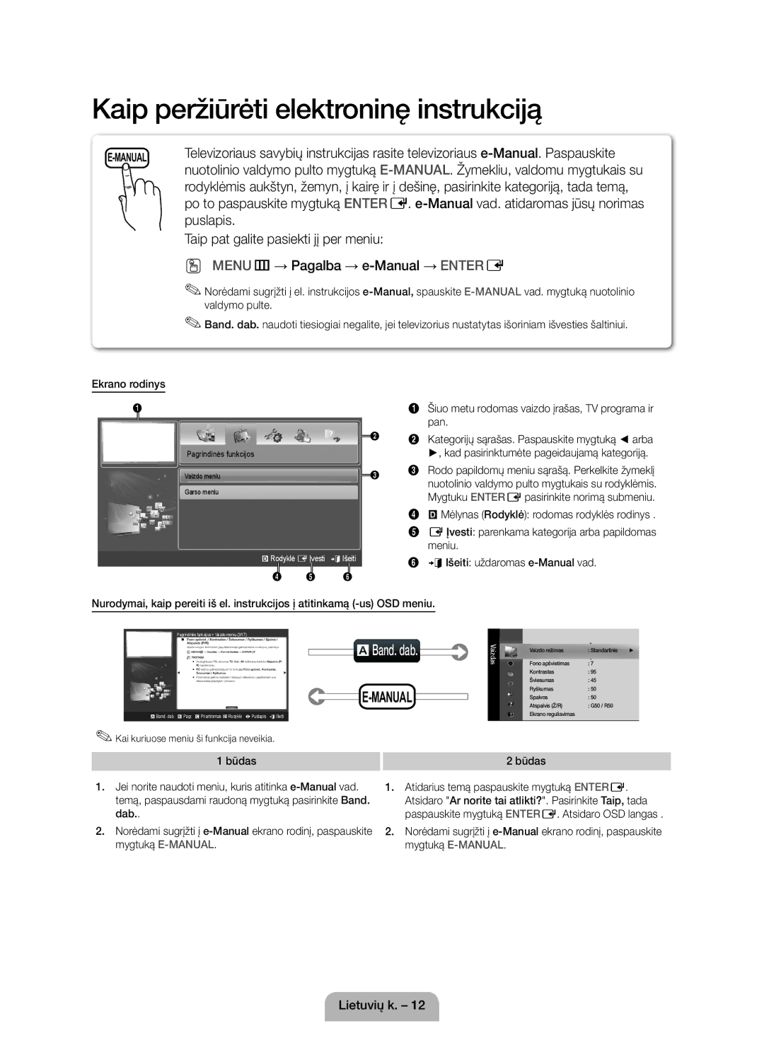 Samsung UE22D5000NWXXC, UE27D5010NWXZG manual ABand. dab, Puslapis, Šiuo metu rodomas vaizdo įrašas, TV programa ir pan 