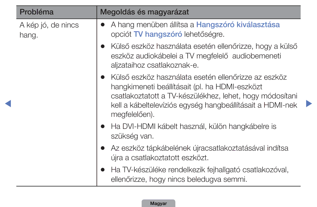 Samsung UE40D5707RKXXE, UE27D5010NWXZG, UE32D5000PWXZG, UE40D5000PWXZT manual Ellenőrizze, hogy nincs beledugva semmi 