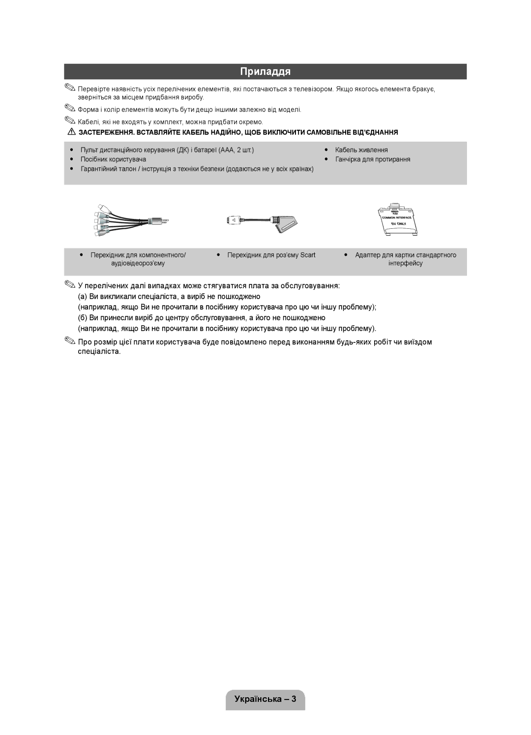 Samsung UE27D5020NWXRU, UE22D5020NWXRU, UE27D5000NWXRU, UE22D5000NWXRU, UE27D5010NWXRU, UE27D5000NWXMS, UE22D5010NWXRU Приладдя 