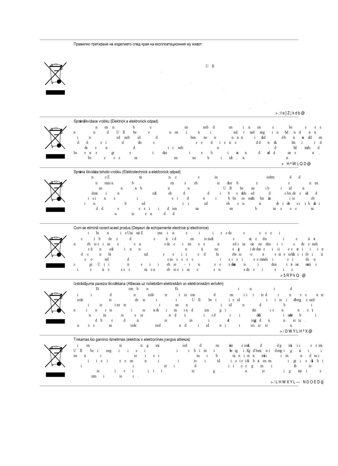 Samsung UE32B6000VWXXH, UE32B6000VWXZG, UE32B6000VWXXC manual Správná likvidace výrobku Elektrický a elektronický odpad 