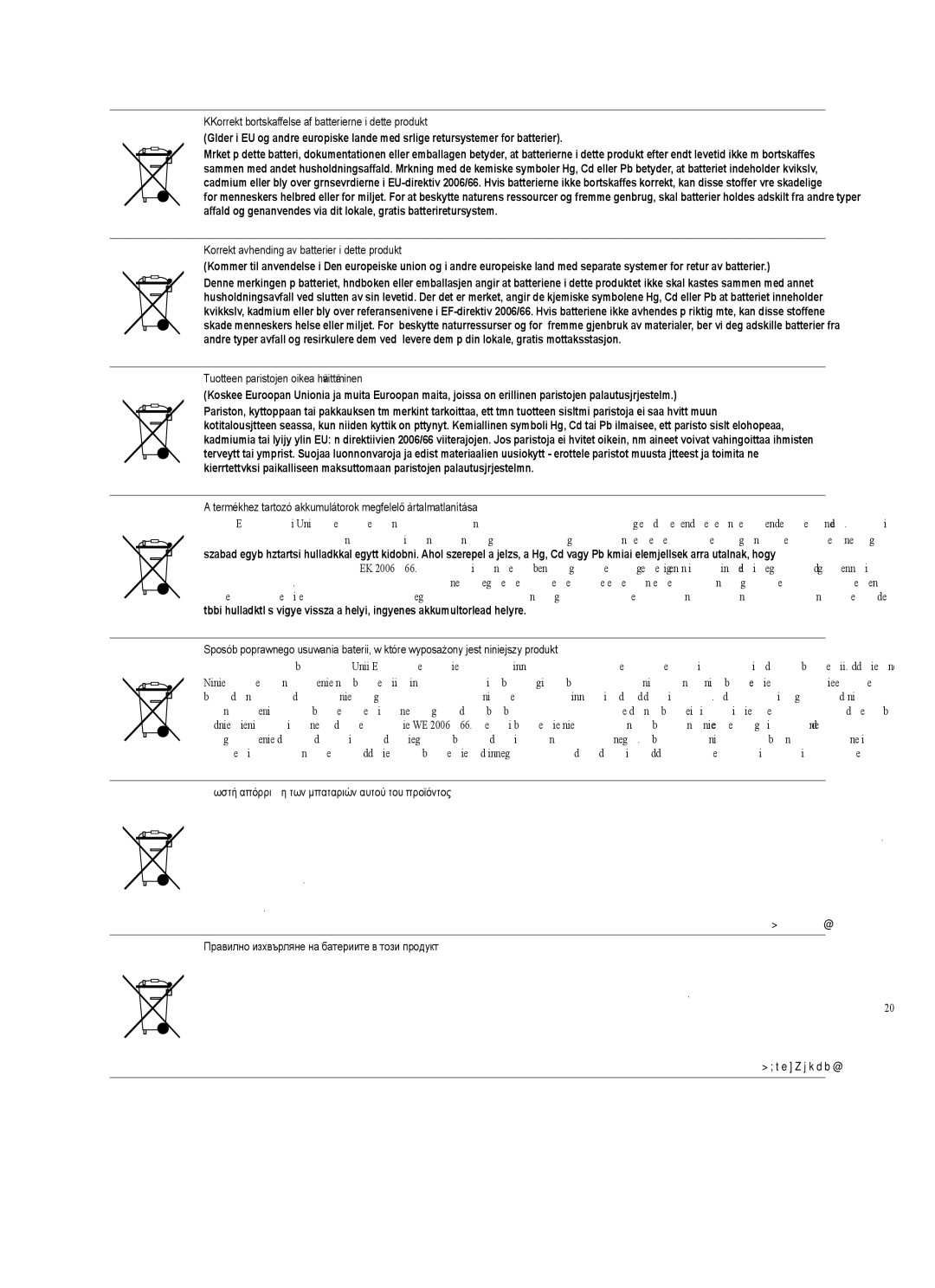 Samsung UE32B6000VWXXH, UE32B6000VWXZG, UE32B6000VWXXC manual KKorrekt bortskaffelse af batterierne i dette produkt 