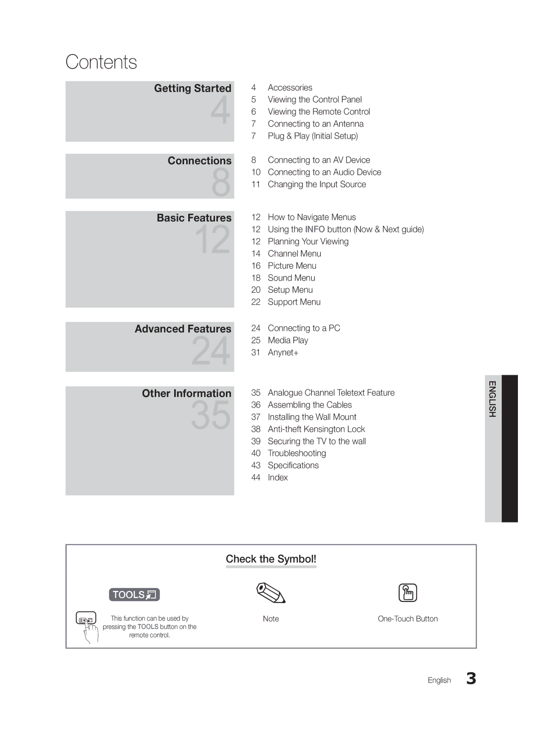 Samsung UE32C4000PWXBT, UE32C4000PWXRU, UE32C4000PWXUA manual Contents 