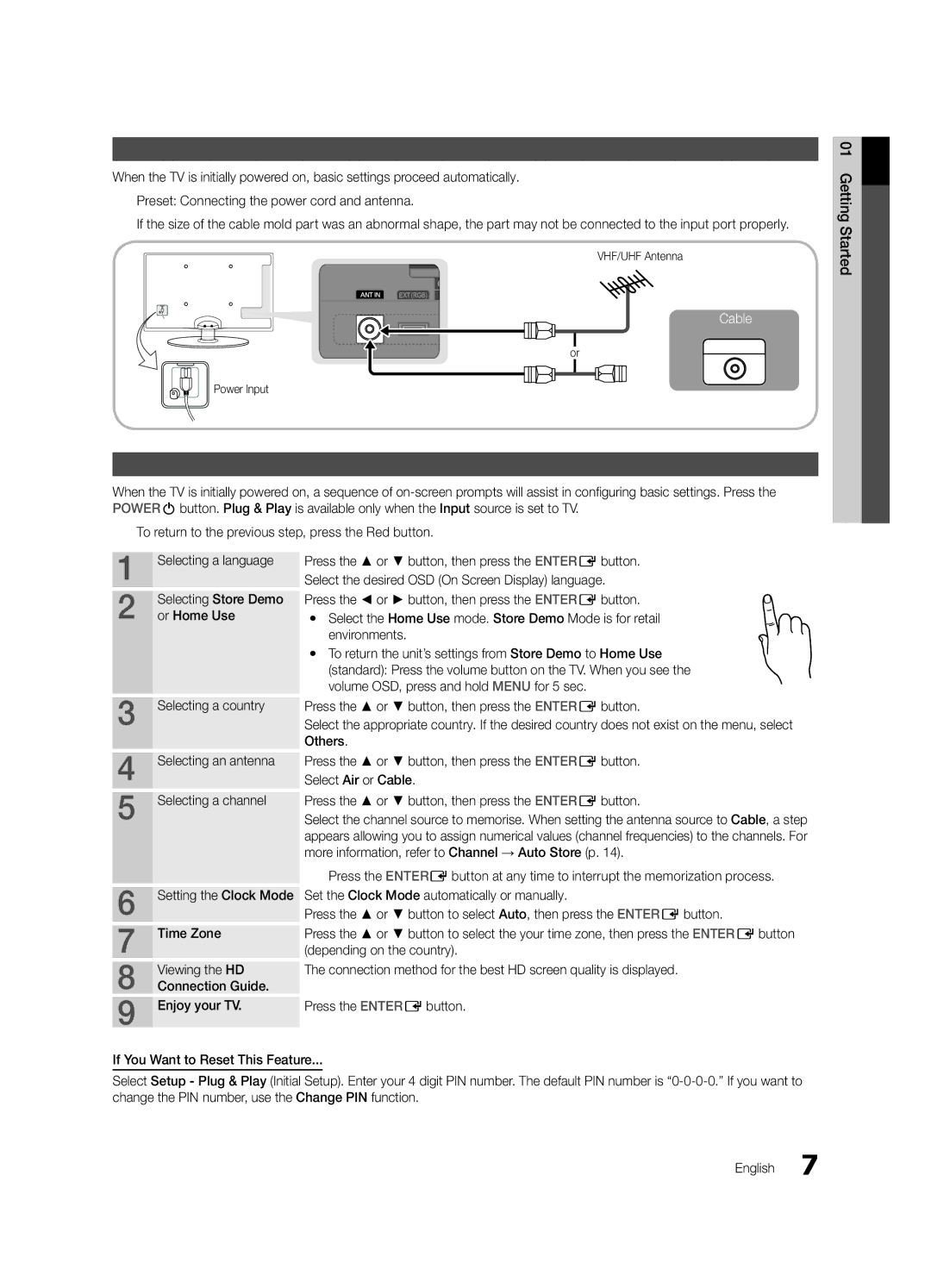 Samsung UE32C4000PWXRU, UE32C4000PWXBT, UE32C4000PWXUA manual Connecting to an Antenna, Plug & Play Initial Setup 