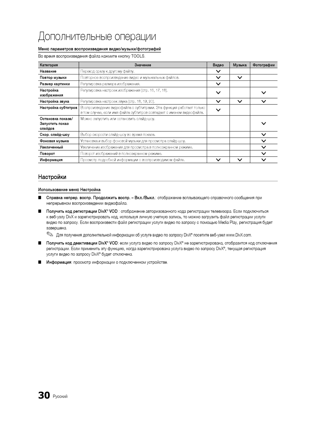 Samsung UE32C4000PWXUA, UE32C4000PWXBT, UE32C4000PWXRU manual Настройки 