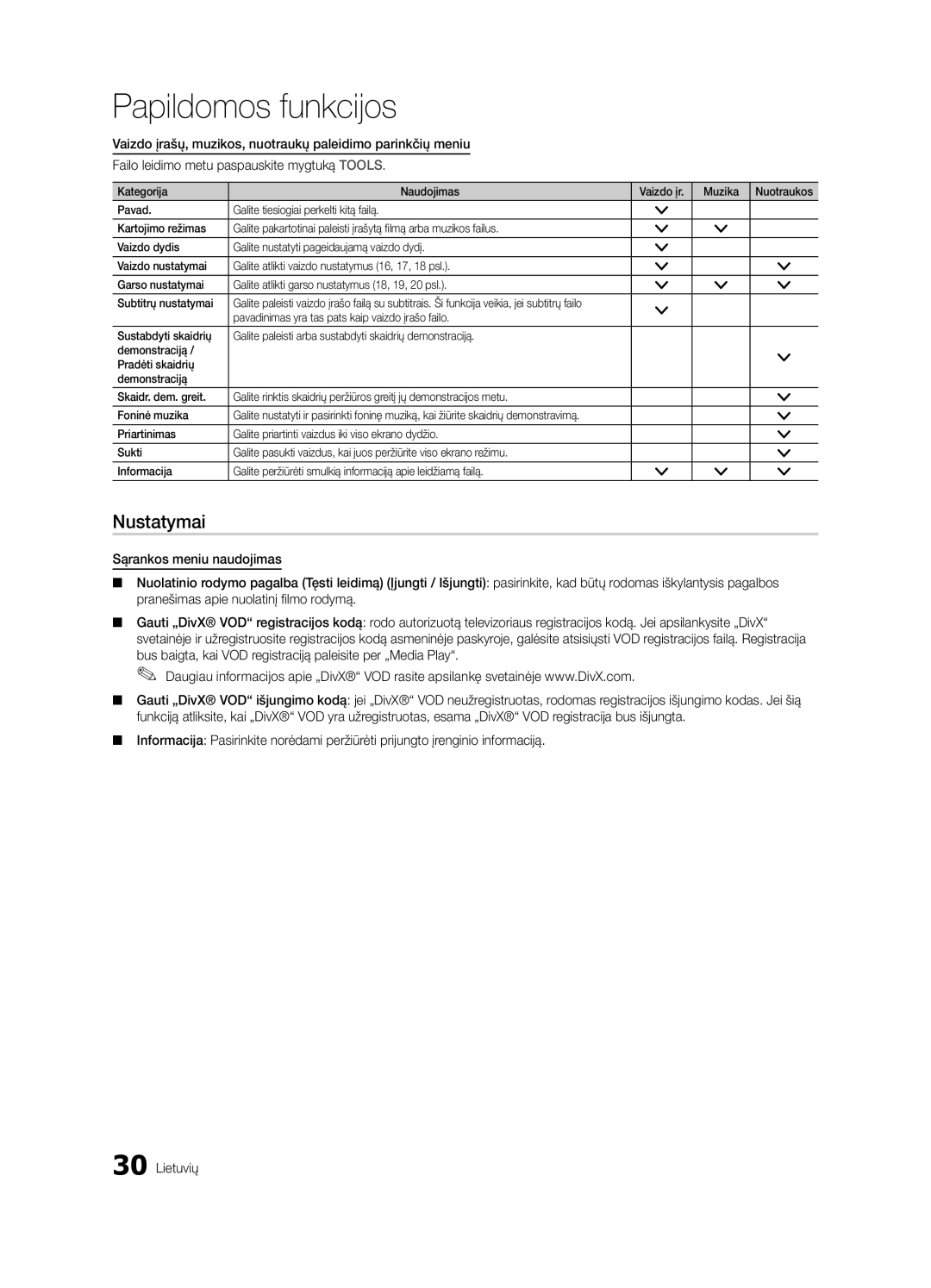 Samsung UE32C4000PWXBT manual Nustatymai 