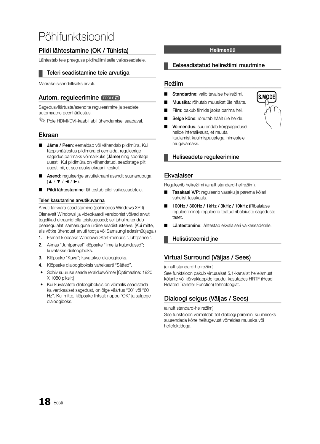 Samsung UE32C4000PWXBT manual Pildi lähtestamine OK / Tühista, Autom. reguleerimine t, Ekraan, Ekvalaiser 