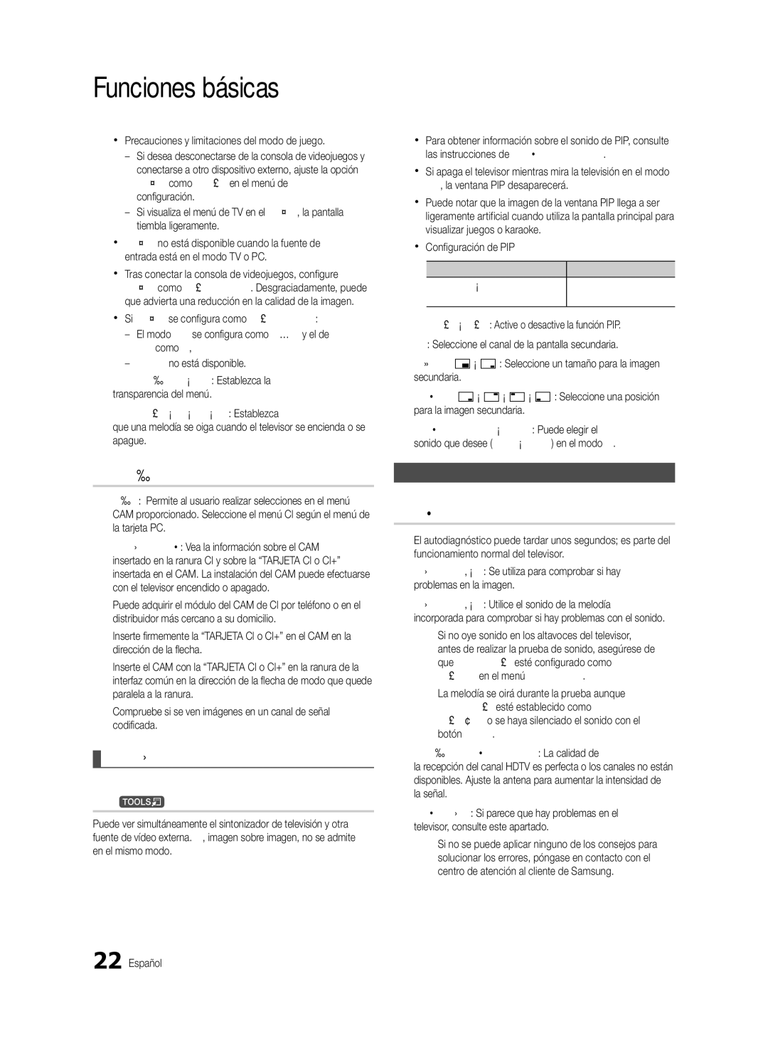 Samsung UE32C4000PWXZT manual Interfaz común, Autodiagnóstico, Imagen sobre imagen PIP, Menú de asistencia técnica 