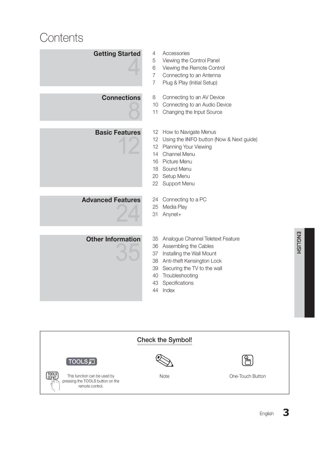 Samsung UE32C4000PWXXC, UE32C4000PWXXH, UE32C4000PWXXN, UE32C4000PWXZG, UE32C4000PWXZF, UE32C4000PWXBT, UE32C4000PWXZT Contents 