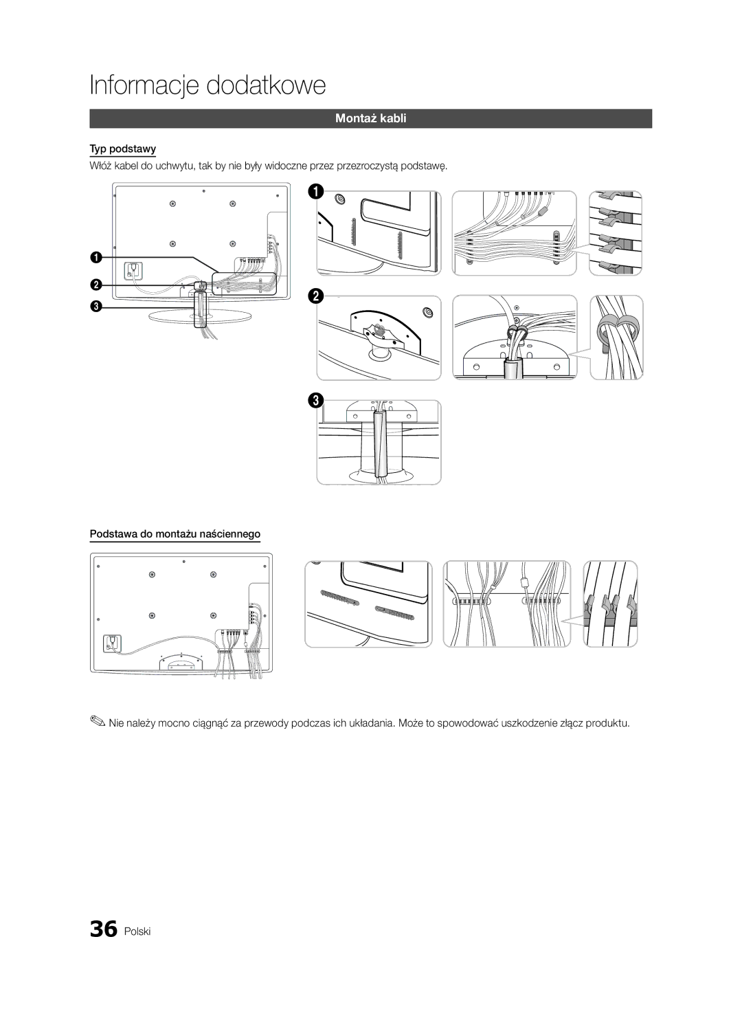 Samsung UE32C4000PWXZF, UE32C4000PWXXH, UE32C4000PWXXN, UE32C4000PWXZG, UE32C4000PWXXC, UE32C4000PWXBT manual Montaż kabli 