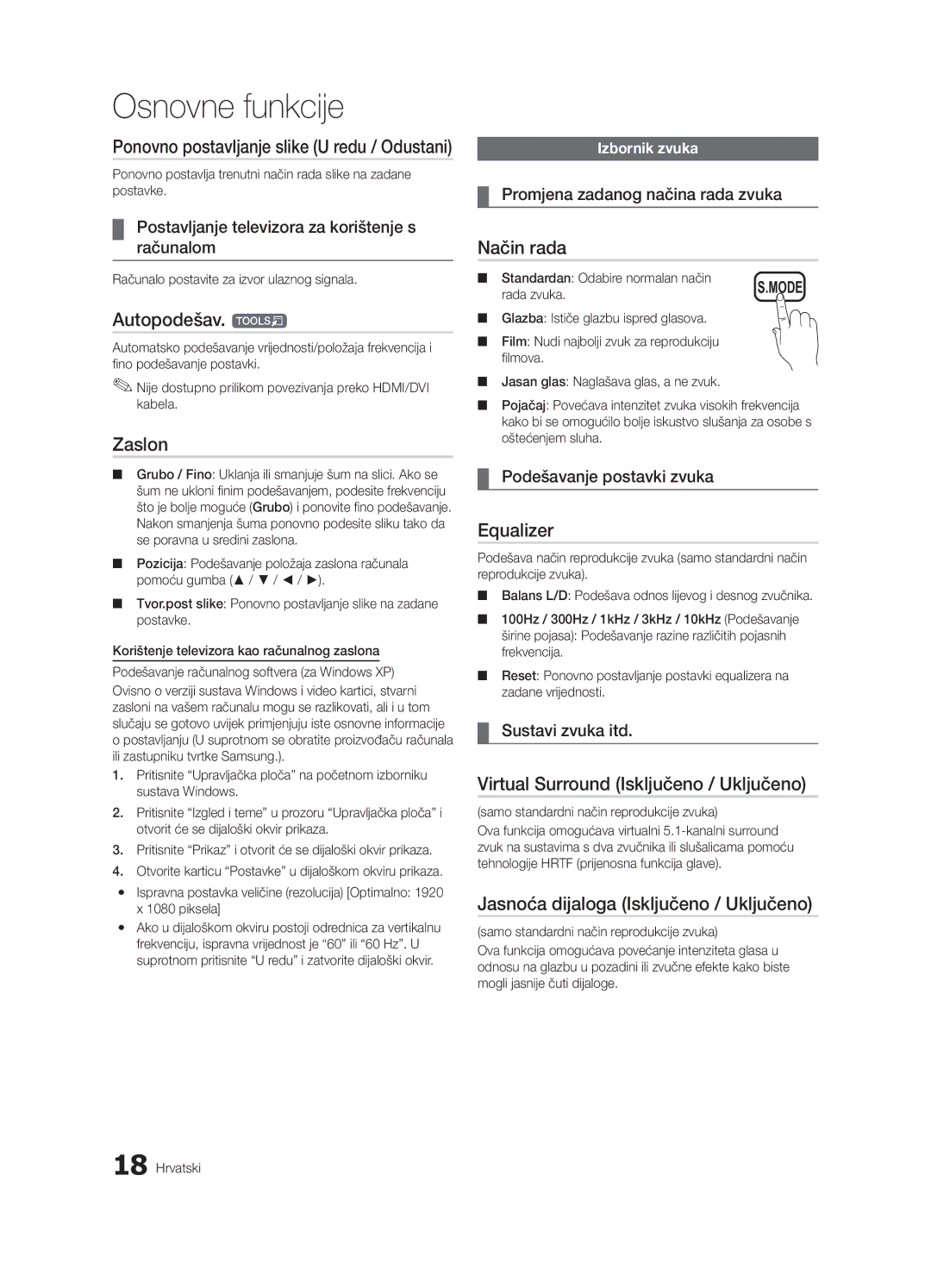 Samsung UE32C4000PWXZT, UE32C4000PWXXH, UE32C4000PWXXN manual Autopodešav. t, Zaslon, Virtual Surround Isključeno / Uključeno 