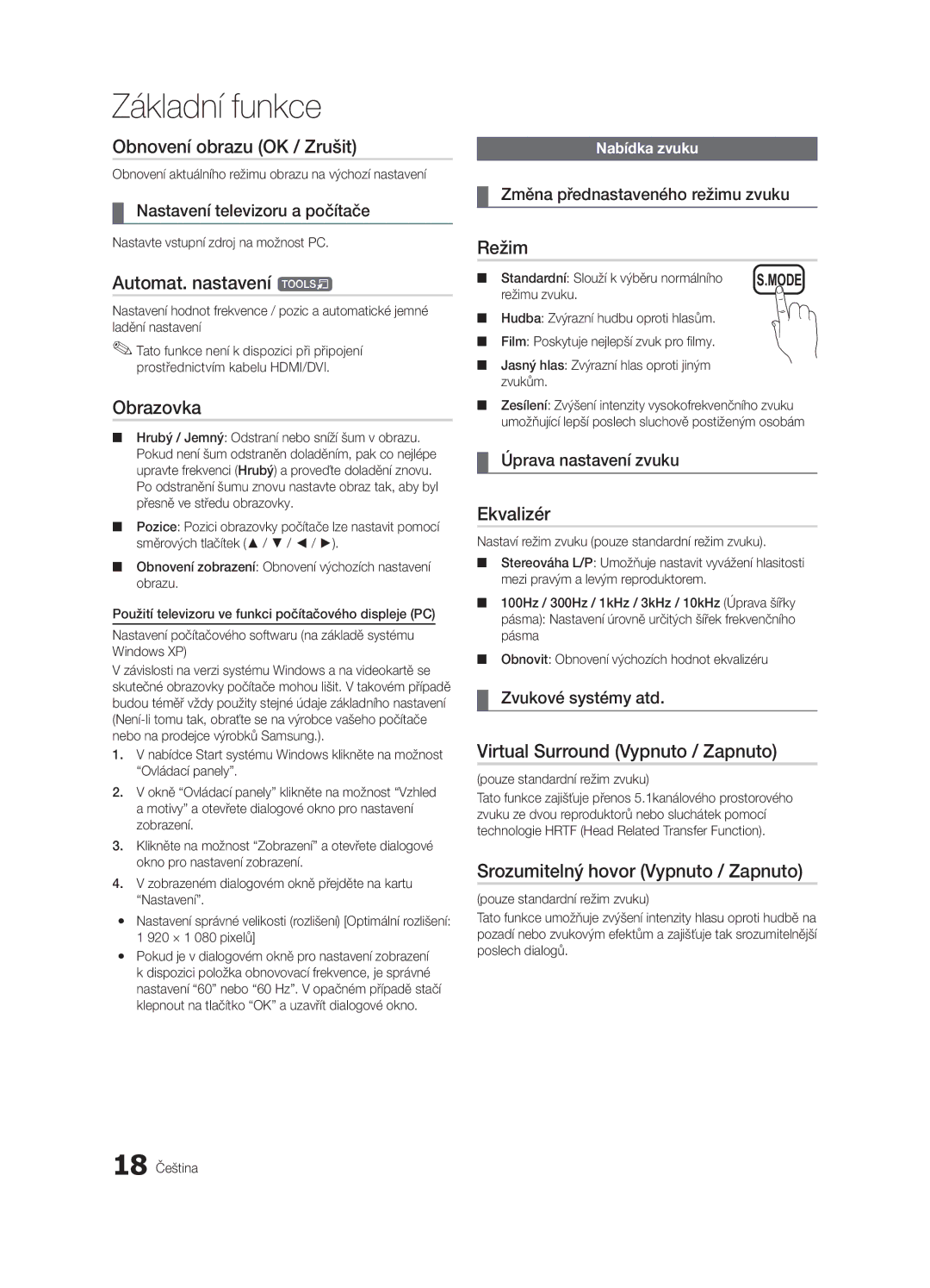 Samsung UE32C4000PWXZG, UE32C4000PWXXH manual Obnovení obrazu OK / Zrušit, Automat. nastavení t, Obrazovka, Ekvalizér 