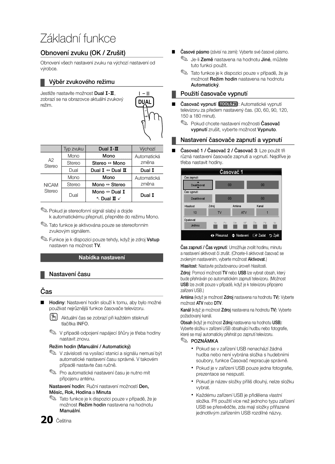 Samsung UE32C4000PWXZF, UE32C4000PWXXH, UE32C4000PWXXN, UE32C4000PWXZG, UE32C4000PWXXC manual Obnovení zvuku OK / Zrušit, Čas 