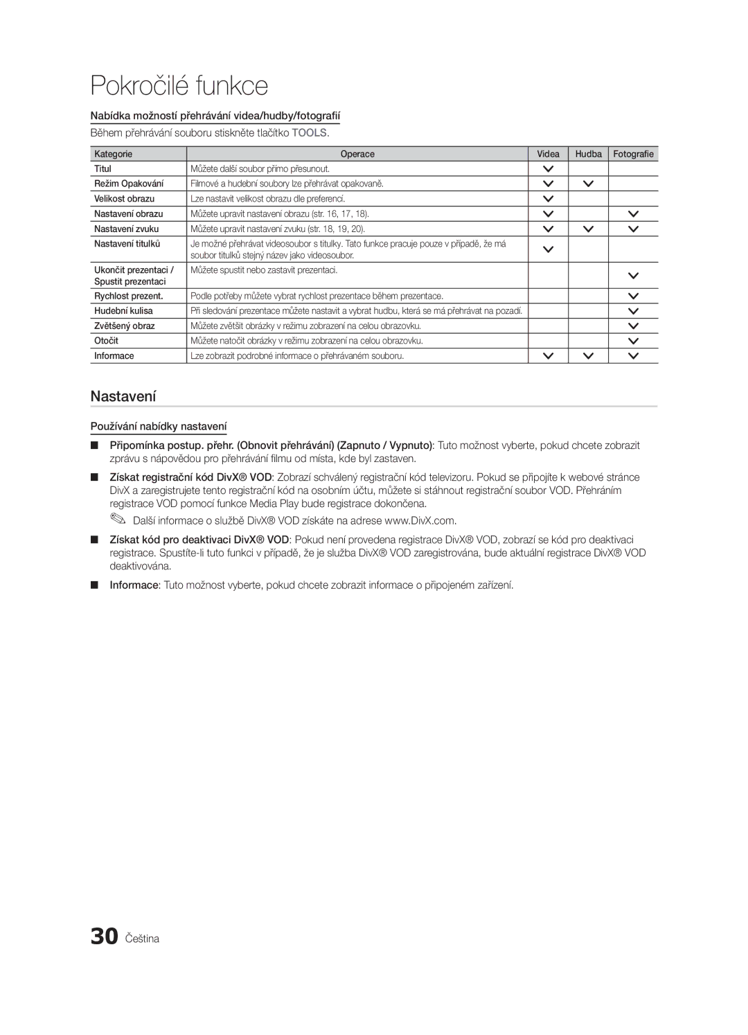 Samsung UE32C4000PWXZT, UE32C4000PWXXH, UE32C4000PWXXN, UE32C4000PWXZG, UE32C4000PWXXC, UE32C4000PWXZF manual Nastavení 