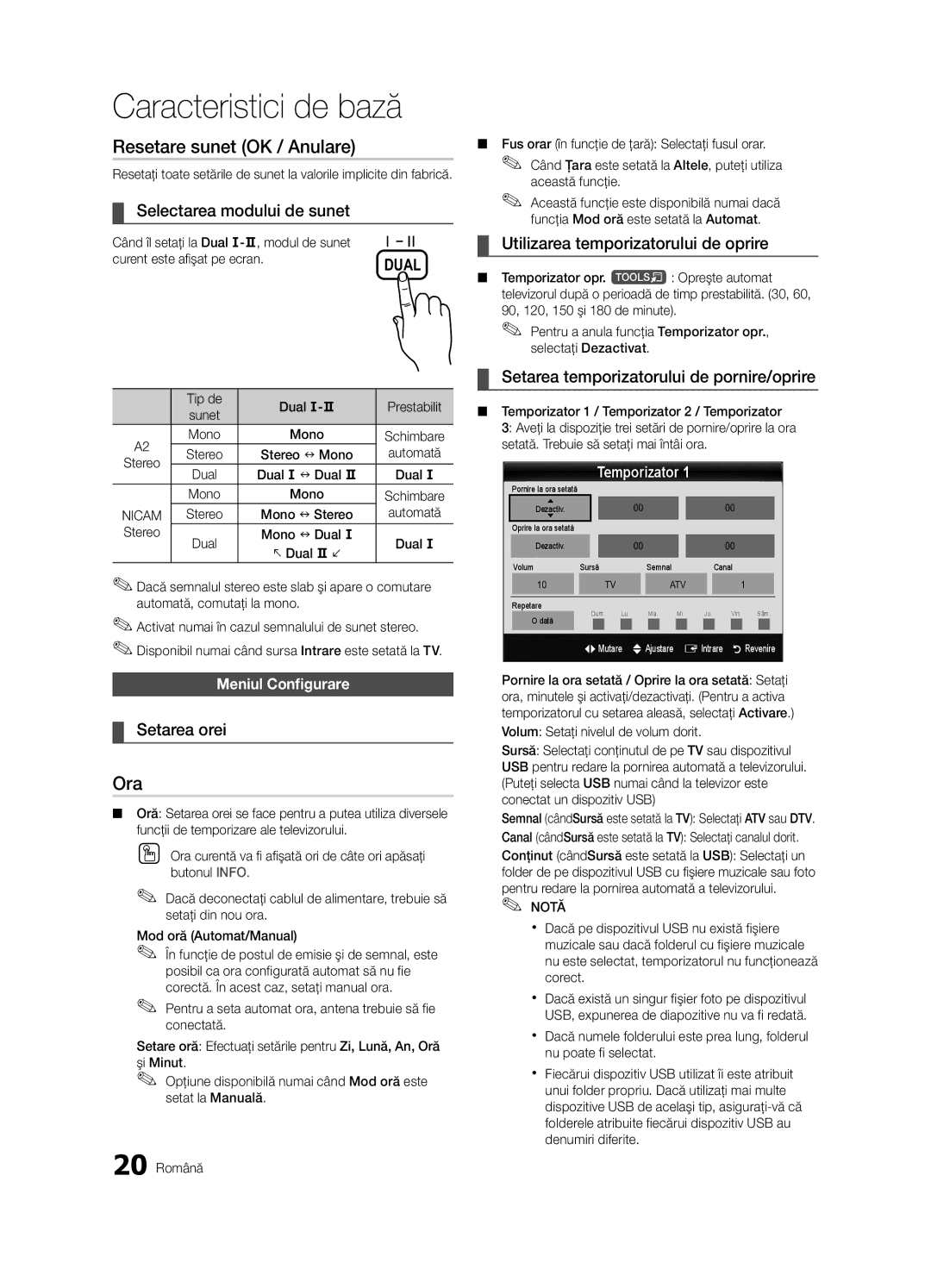 Samsung UE32C4000PWXZF, UE32C4000PWXXH, UE32C4000PWXXN, UE32C4000PWXZG, UE32C4000PWXXC manual Resetare sunet OK / Anulare, Ora 