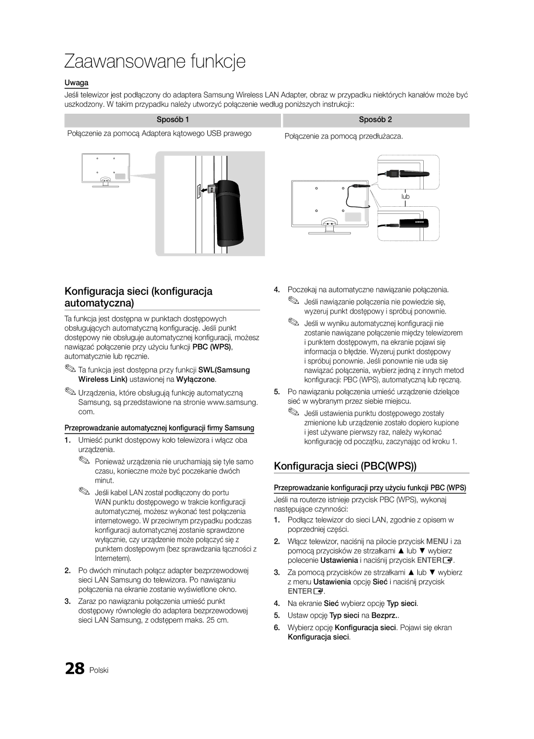 Samsung UE46C6500UWXXH, UE32C6500UWXXC manual Konfiguracja sieci konfiguracja automatyczna, Konfiguracja sieci Pbcwps, Minut 