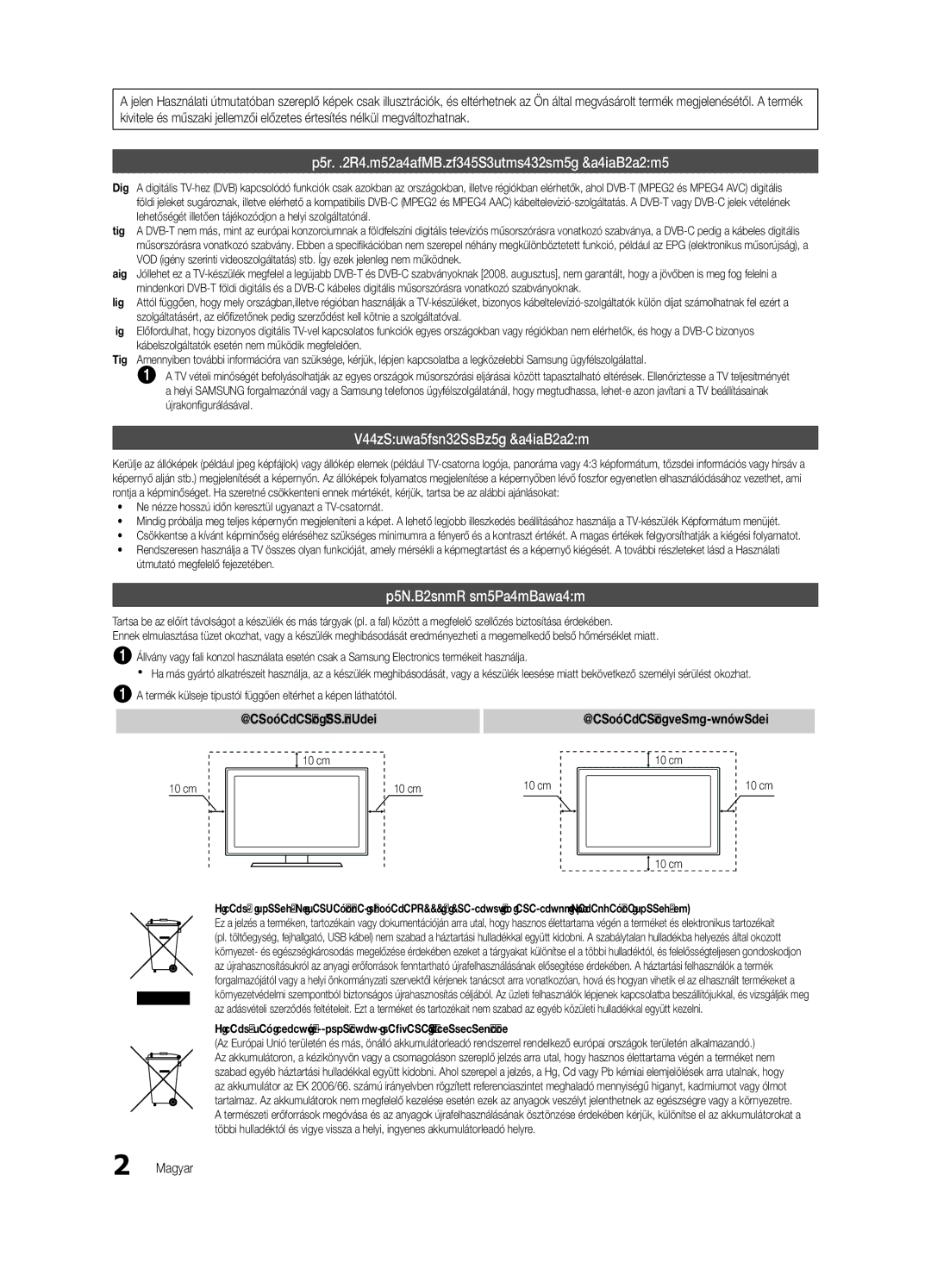 Samsung UE32C6500UWXXC, UE40C6500UWXXH, UE37C6530UWXXH, UE40C6530UWXXC, UE46C6540SWXXC manual Felszerelés fali konzolra, Magyar 