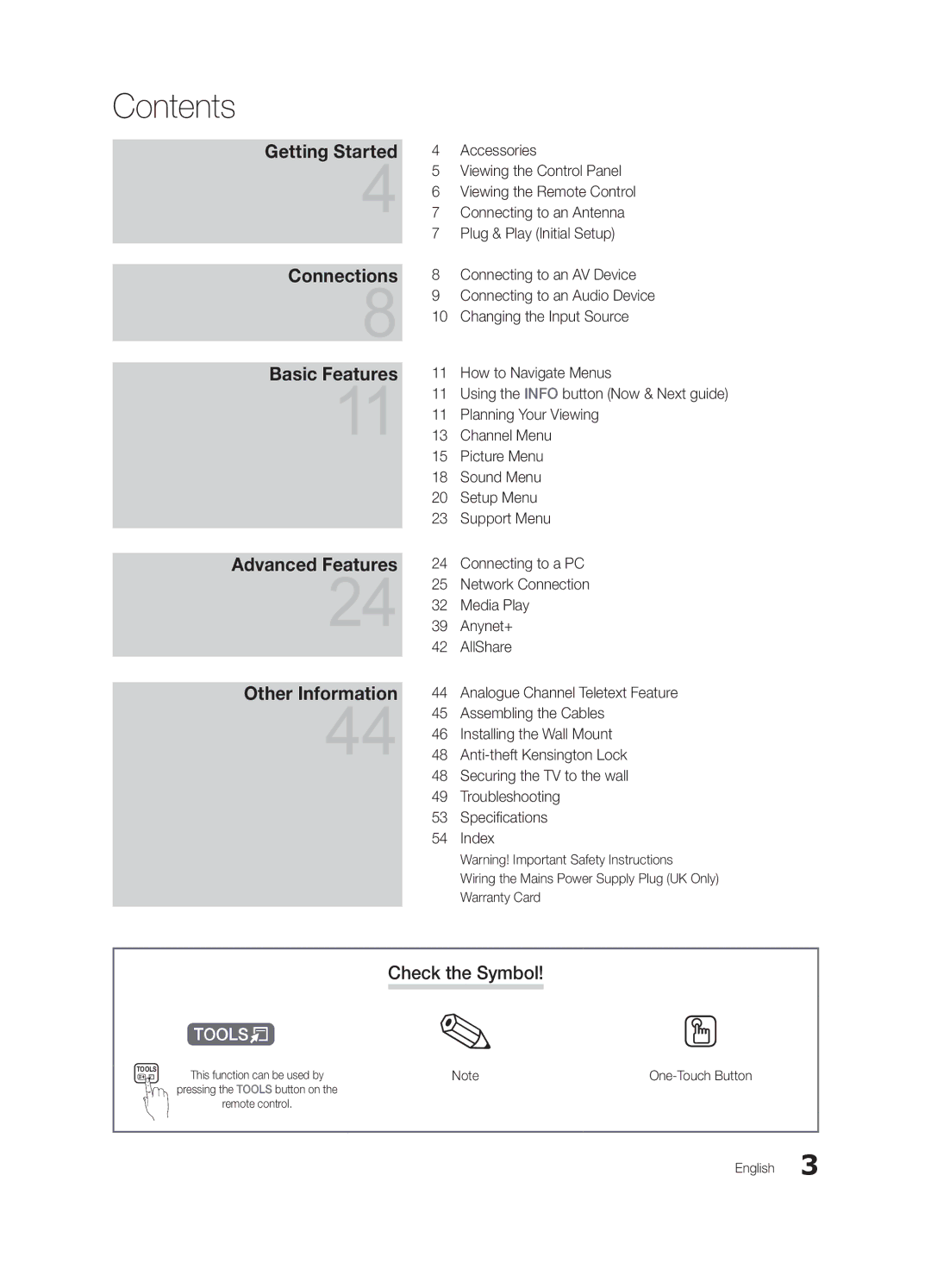 Samsung UE32C6510UKXXU, UE32C6600UPXZT, UE46C6000RKXXU, UE40C6000RKXXU, UE32C6715USXXE, UE32C6880USXZG manual Contents 