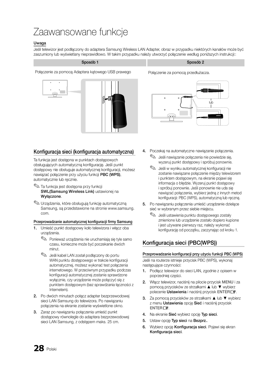 Samsung UE37C6600UWXXH, UE32C6600UWXXH manual Konfiguracja sieci Pbcwps, Konfiguracja sieci konfiguracja automatyczna, Minut 